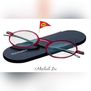 ThinOptics Unisex Adult Glasses Reading, Regular Case / Round Red, 2.00 US
